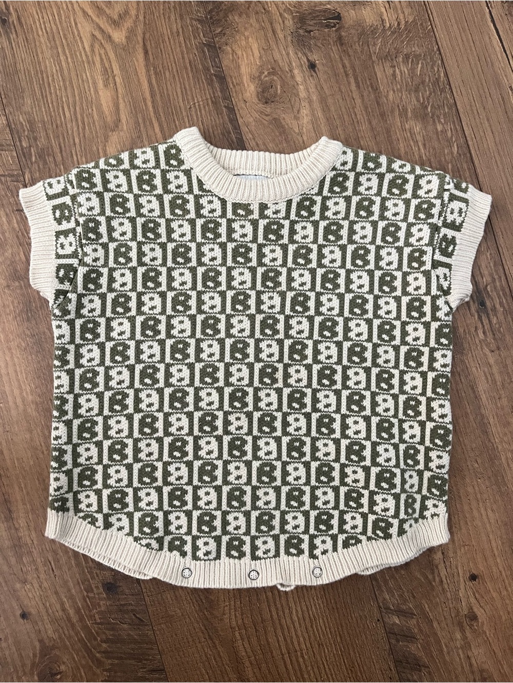 By Billie baby Cream & Olive Green Knit bodysuit Onsie  size 6-12 months